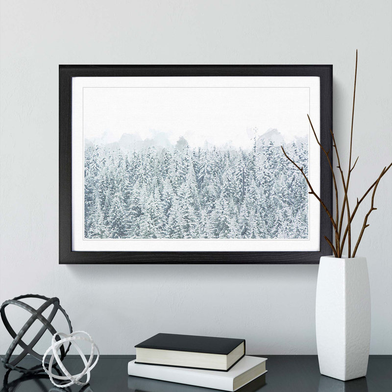 Winter Forest in Abstract - Picture Frame Graphic Art Print, Black, 50cm H x 76cm W x 2cm D