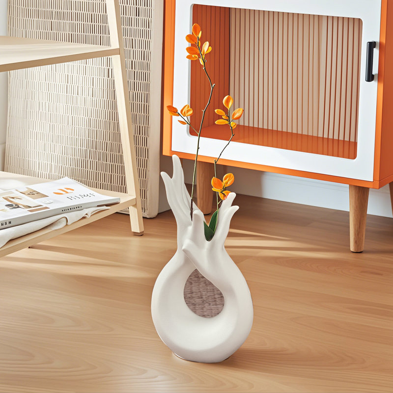 White Hand Flower Vase For Home Wedding Party Decoration