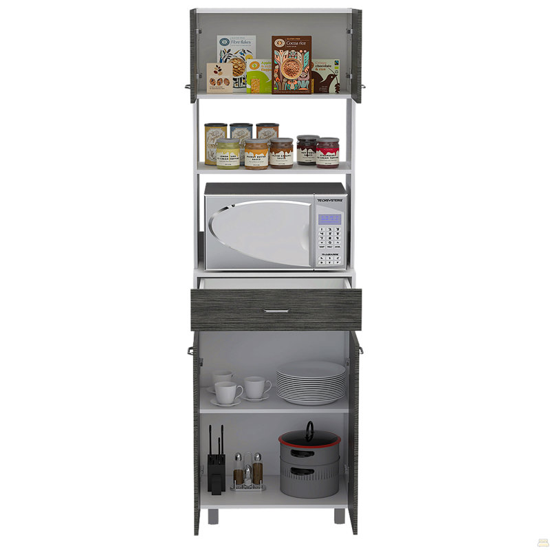 Garde-manger à 2 tablettes et 1 tiroir, Gris