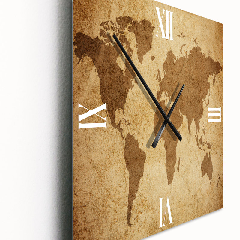 Ancienne carte du monde antique - horloge murale rétro, Petit
