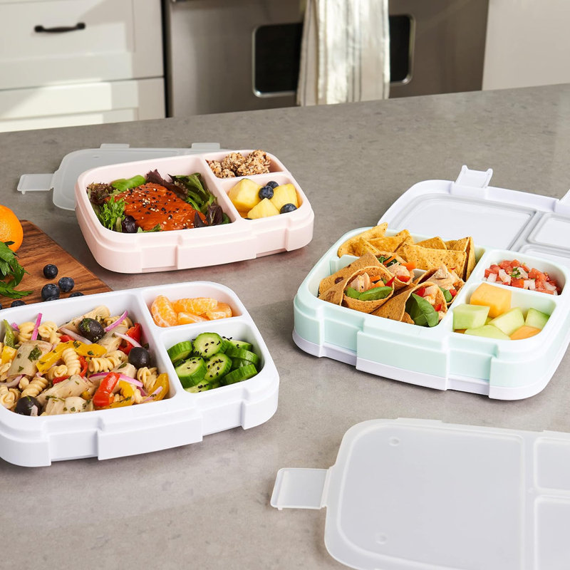 Prep & Savour 3-Pack Meal Prep Lunch Box Set - Reusable 3-Compartment Containers For Meal Prepping, Healthy Eating On-The-Go, And Balanced Portion-Control - BPA-Free, Microwave & Dishwasher Safe