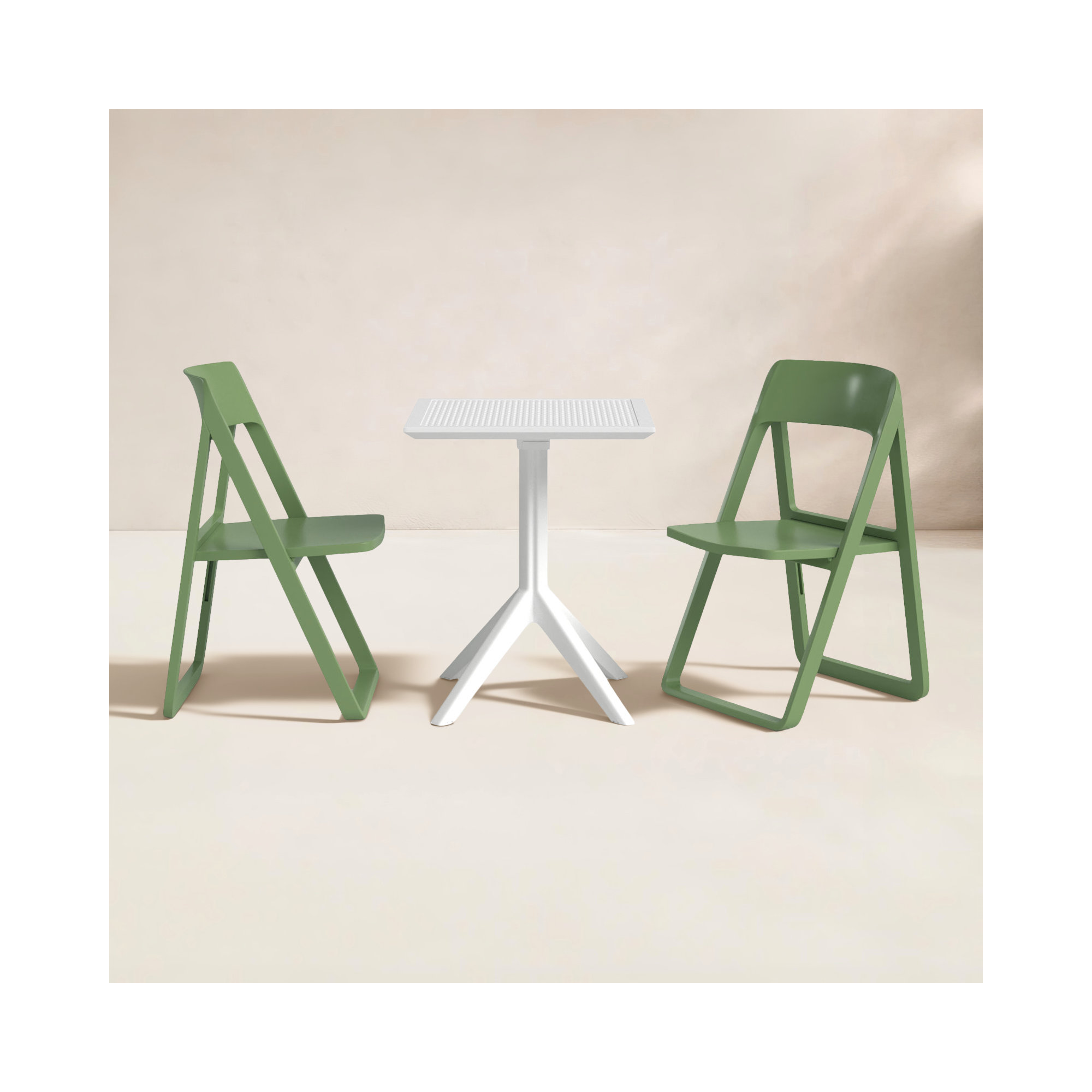 Farrah Square 2 - Person Bistro Set, White/Olive Green