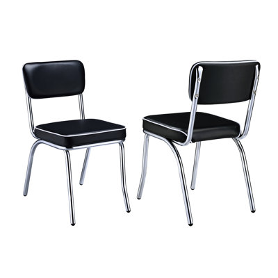 2 pièces de chaises d'appoint rembourrées, noir / - Design rétro distinctif avec coussin et structure stable pour le repas de 2 chaises dans une pièce à cadre noir à assise souple et robuste