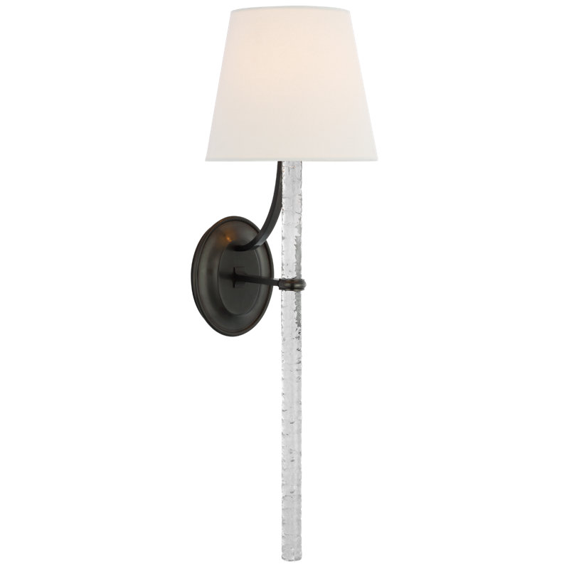 Abigail 1 - Light Armed Sconce, Bronze/Clear Wavy Glass