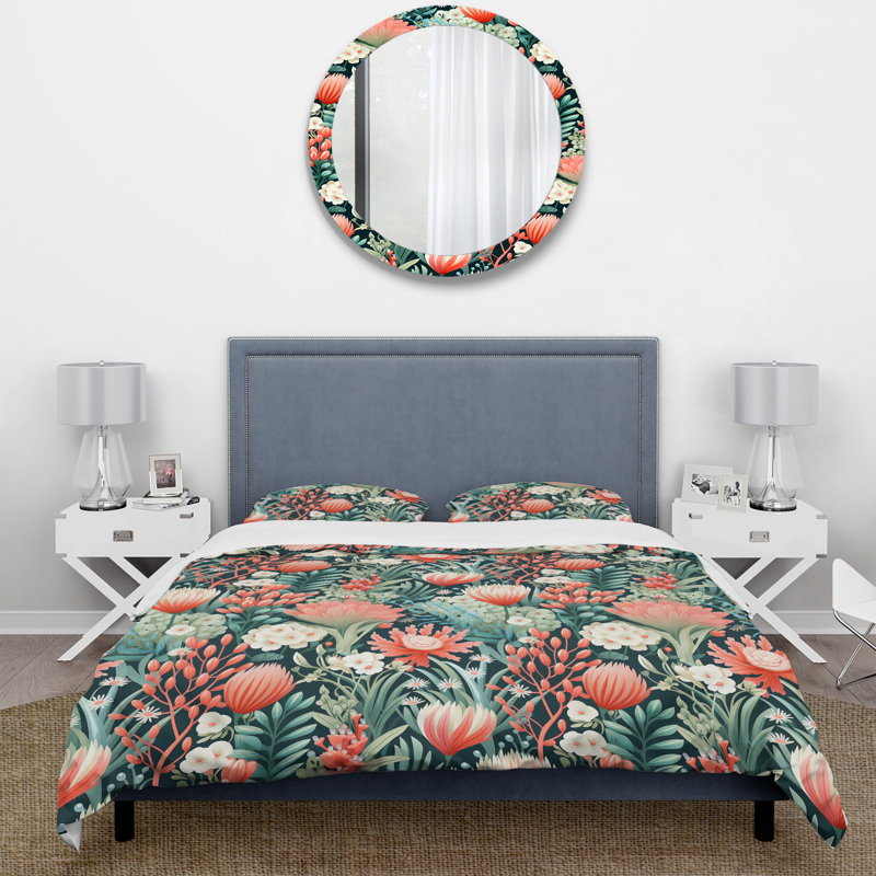 Literie - Tropical Reef Adventure - motif rose I, Housse de couette simple + 1 taie décorative stan