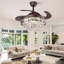 Kaelig 42" Crystal  Invisible Ceiling Fan Light with Remote Control, Retractable Fan Blades