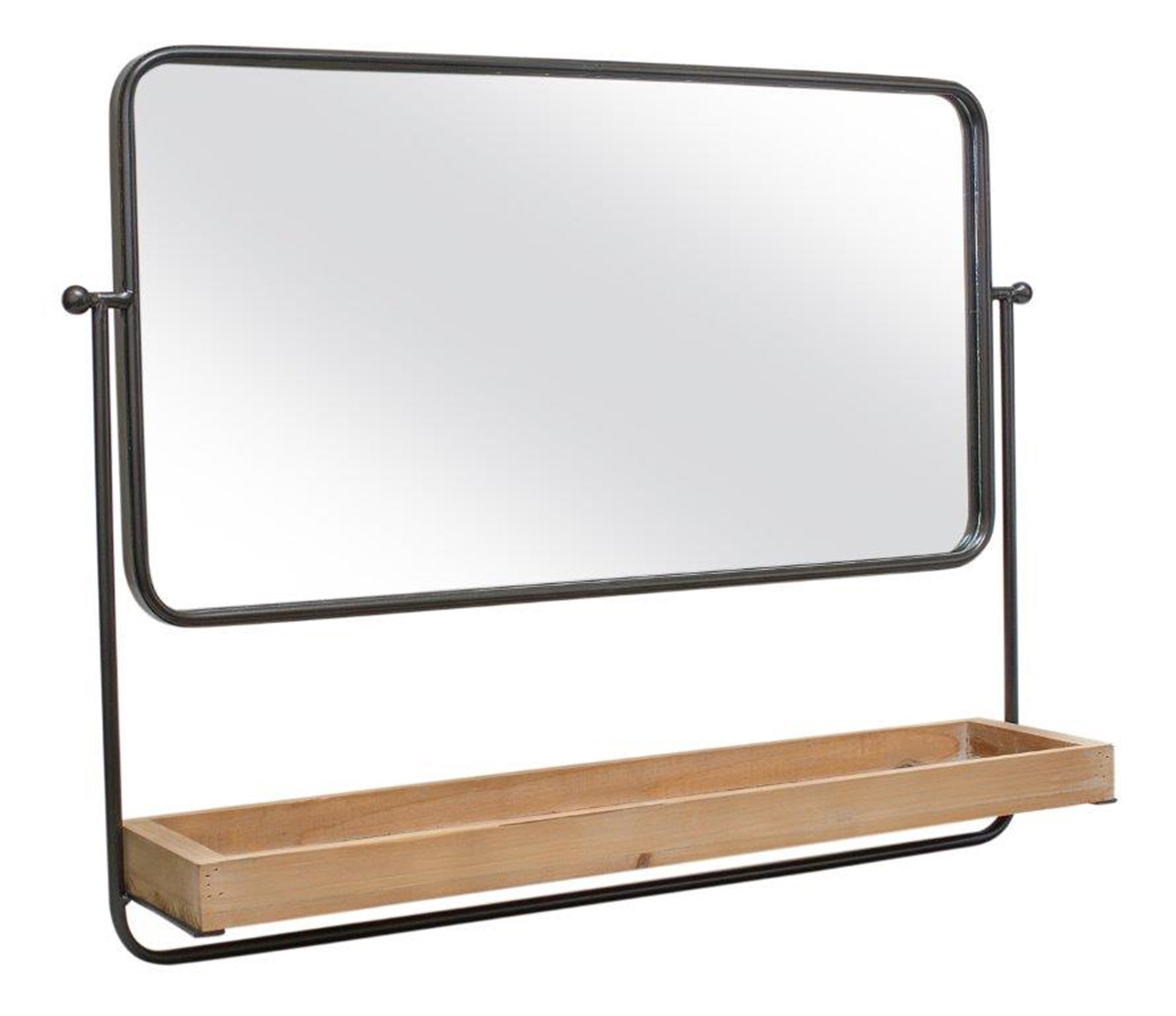 17 Stories Metal Rectangle Wall Mirror with Shelves Wayfair