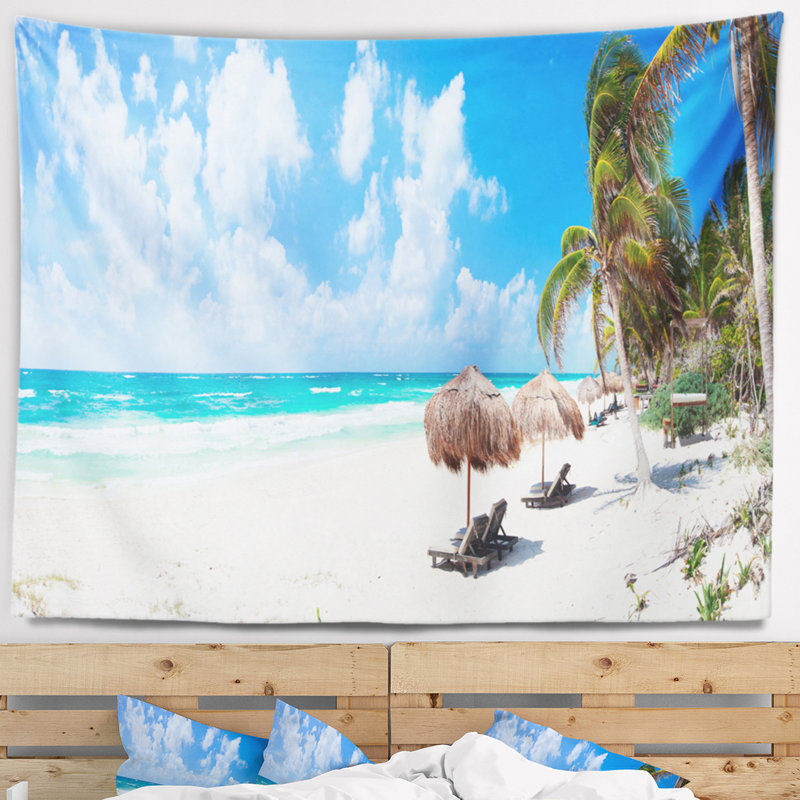 Tapisserie de plage des caraïbes vives en polyester avec accessoires suspendus inclus, H 32 po x l 39 po
