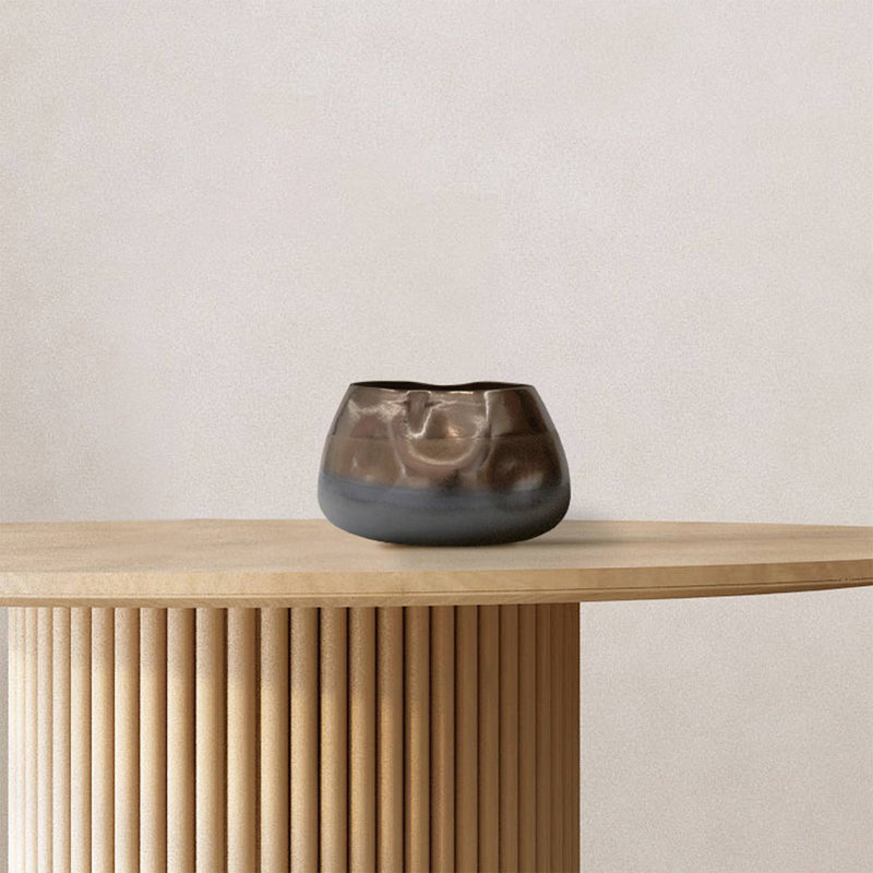 Parmele Handmade Black and Gold Ceramic Table Vase for Living Room Decoration, Modern Home Decor Vase