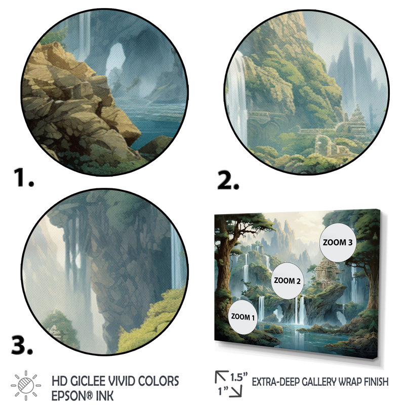 Art asiatique, rythme naturel I - art mural asiatique, H 24 po x l 32 po x P 1 po, Toile tendue