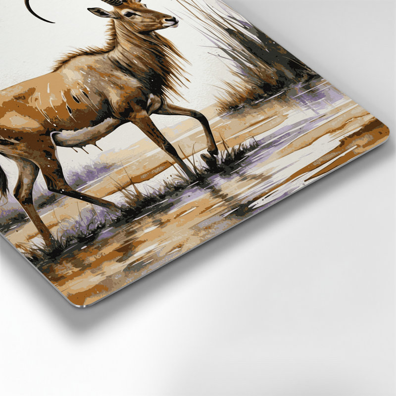 Faune, art mural en métal beige Sitatunga, H 12 po x l 12 po