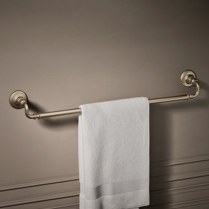Artifacts® Wall Mounted Towel Bar, Vibrant Brushed Bronze, 3" H x 33" W x 3.5" D