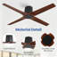Ventilateur de plafond encastré standard à 4 pales en bois massif avec télécommande-1222176937-1222176932-1222176933