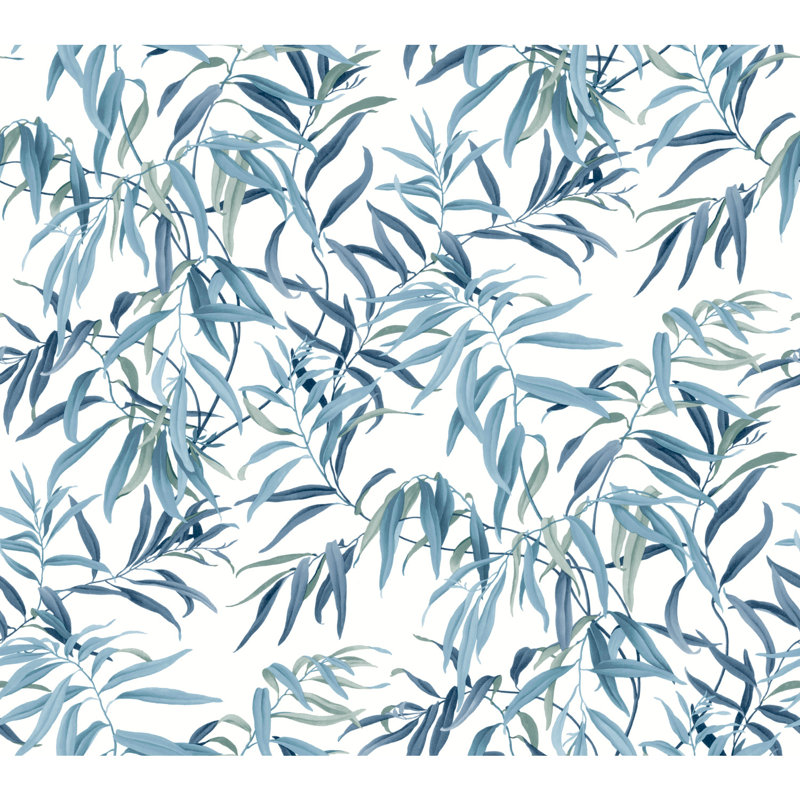 Papier peint floral Aike, Bleu
