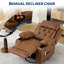 Fauteuil inclinable pivotant surdimensionné, fauteuil à bascule inclinable à 360°, canapé une place en PU marron-1269426150