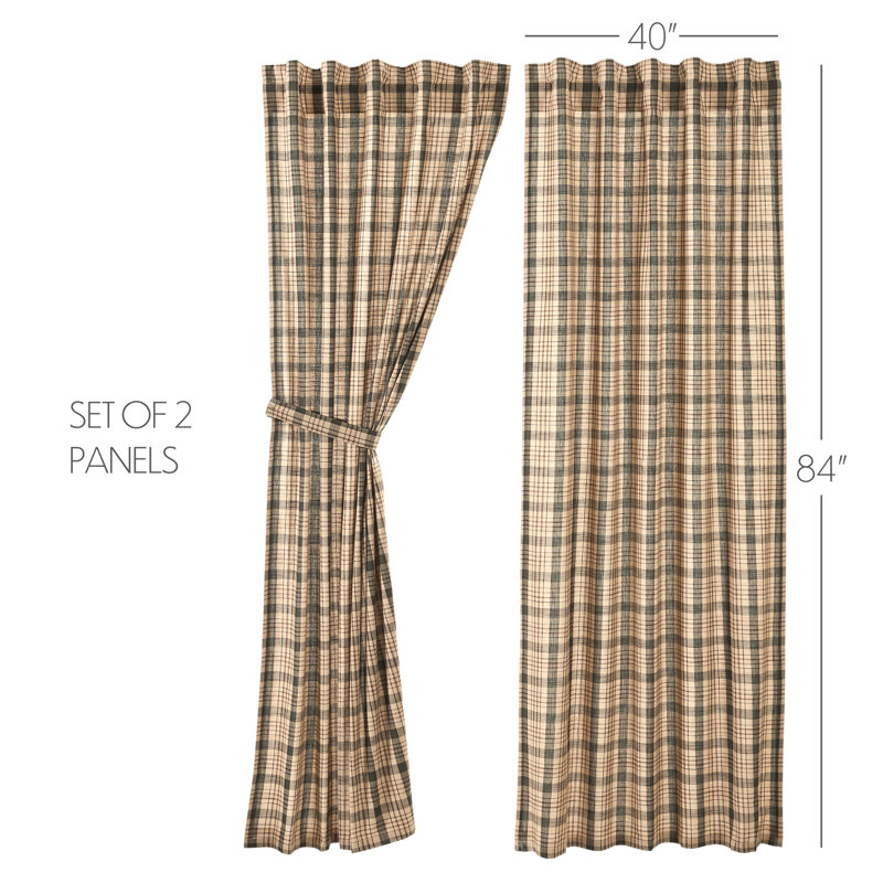 Cider Mill Plaid Cotton Light-Filtering Curtain Panels, 84x40, Set of 2