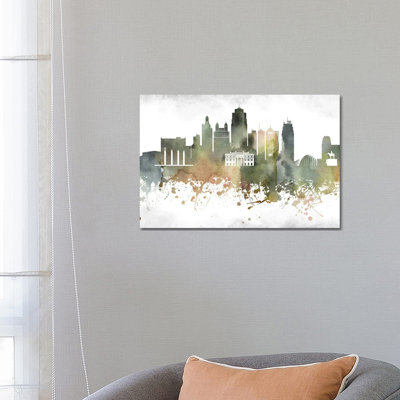Kansas City Skyline by WallDecorAddict - Wrapped Canvas Print
