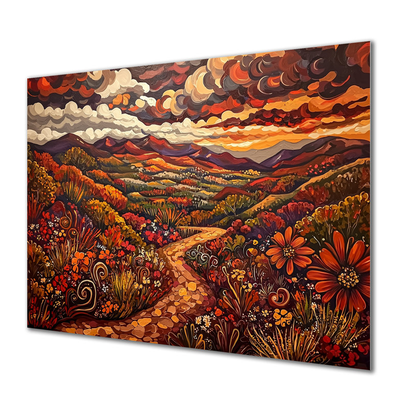 Red Red Desert Blooms I - Paysages, art mural, impression sur métal, H 24 po x l 32 po