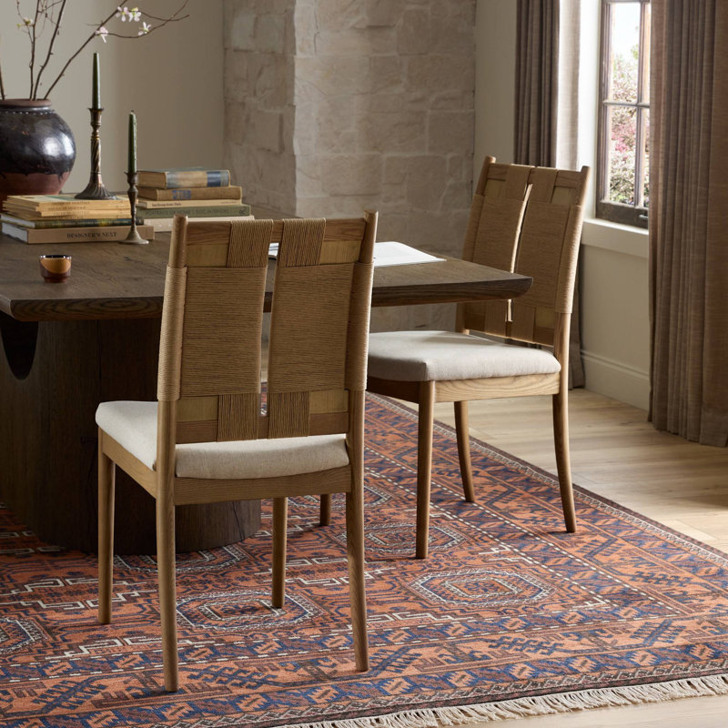 Harlee Upholstered Dining Chair, Distressed Black Ash