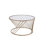 Modern Coffee Table In Champagne Color With Clear Glass Top And Metal Structure, 32X32x18in, 33Lb Round - Functional Chic