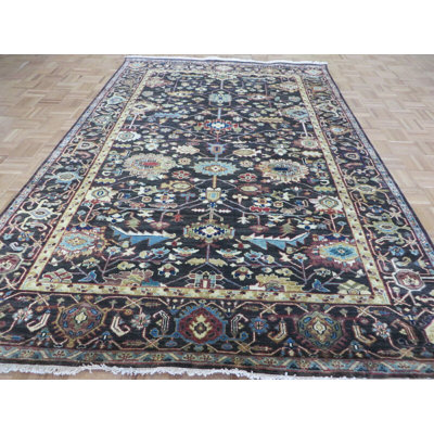 Tapis intérieur de couleur gris anthracite 5 pi 10 po x 8 pi 10 po one-of-kind-noué la à la main