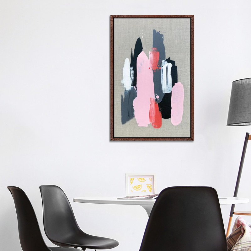 Pink Black and Grey I 1 Piece Wall Art on Canvas, 101.6 cm H x 66.04 cm W, Classic Brown Wood Framed