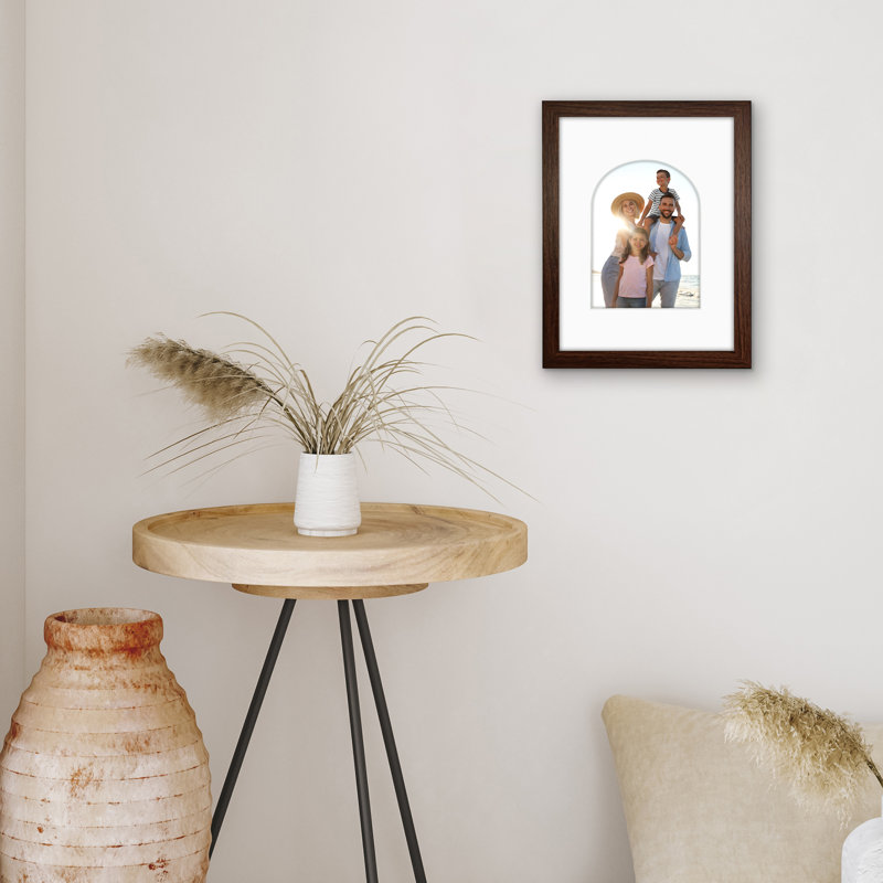 Cadre photo avec tapis en forme d'arche - Idéal pour toute pièce, salon, dortoir, Walnut, 9" x 12"