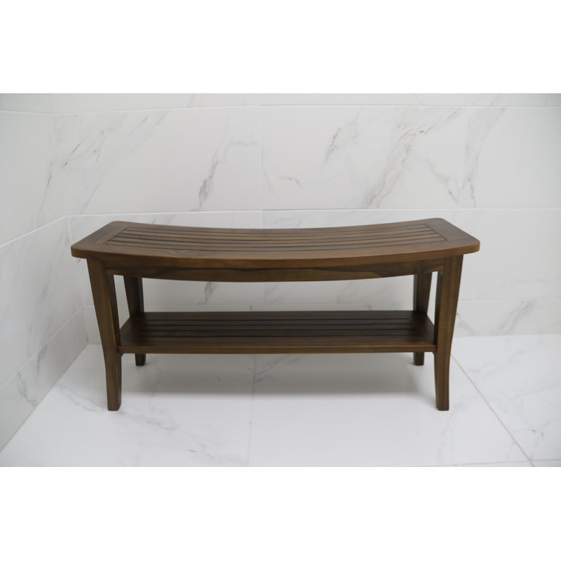 Banc de douche en teck Weinert, H 16 po x l 35 po x P 12 po