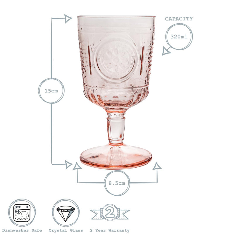 Romantic Wine Glasses - 320ml, 12, Pink