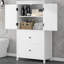 Armoire de rangement pour salle de bain H 43,3 po, armoire autoportante avec tablette ouverte et 2 portes, grande armoire avec 2 tiroirs pour salle de bain, salon, cuisine, blanc-605504677