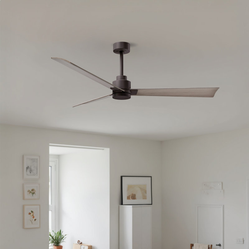 Alessandra Outdoor Downrod Ceiling Fan, Gray Ash Tone, Textured Bronze