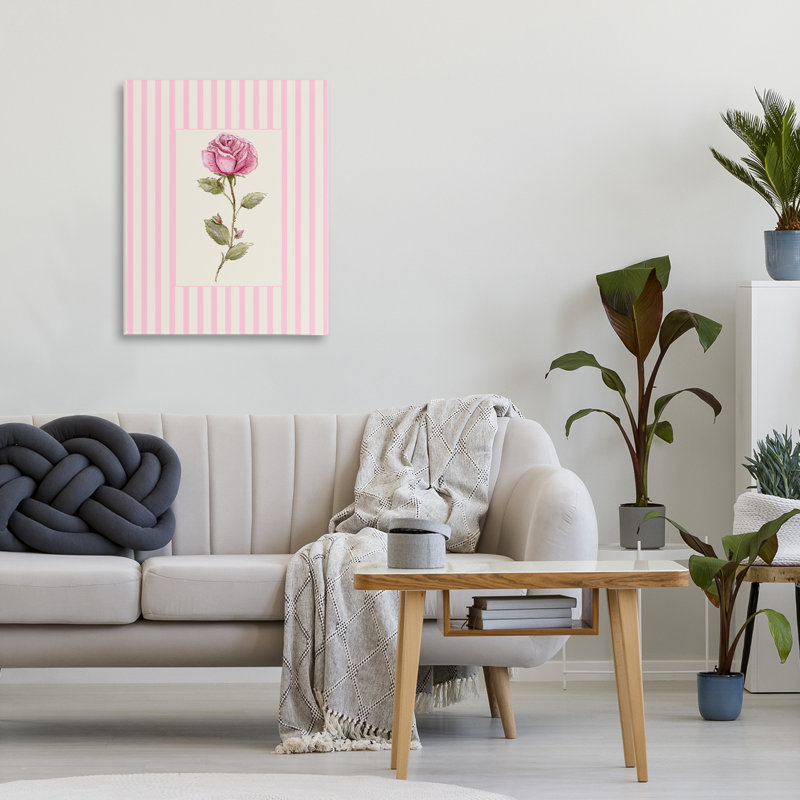Toile rose à rayures roses, design par Lisa Wehmeyer, H 20 po x l 16 po