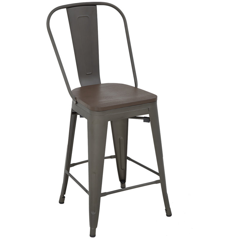 Makhzane Counter Stool with Metal Frame, Bronze