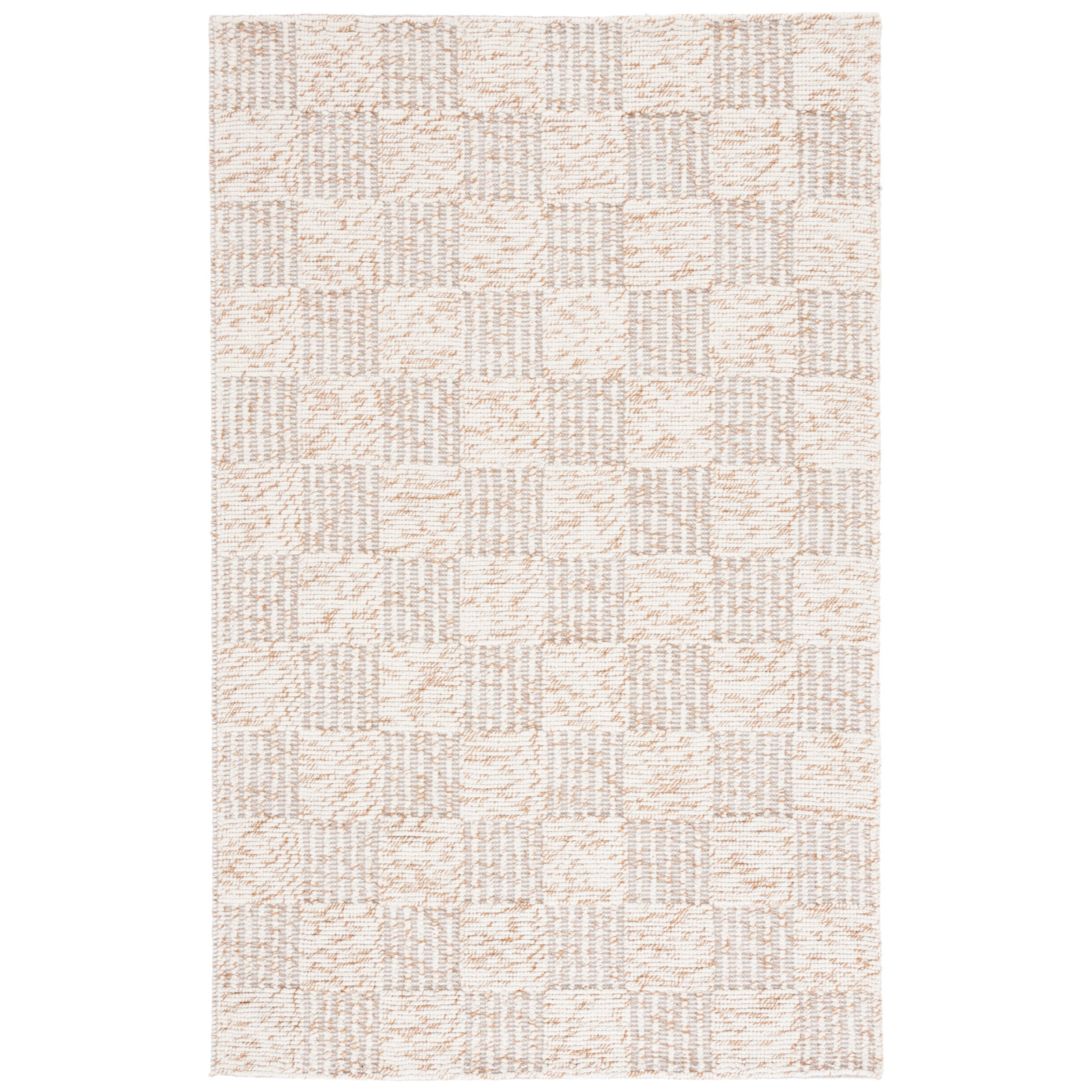 Abbi Brown Ivory Hand-Woven Checkered Rug, Square 6'