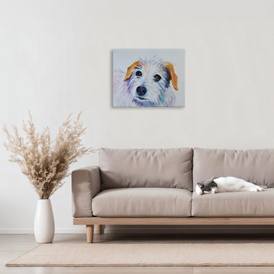 White Terrier Dog Portrait Canvas, design by Tatiana Roberts