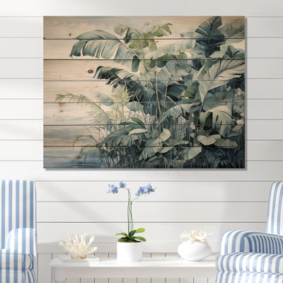 Aquarelle, prunier tropical, collage, I - art mural en bois tropical côtier sur bois de pin naturel