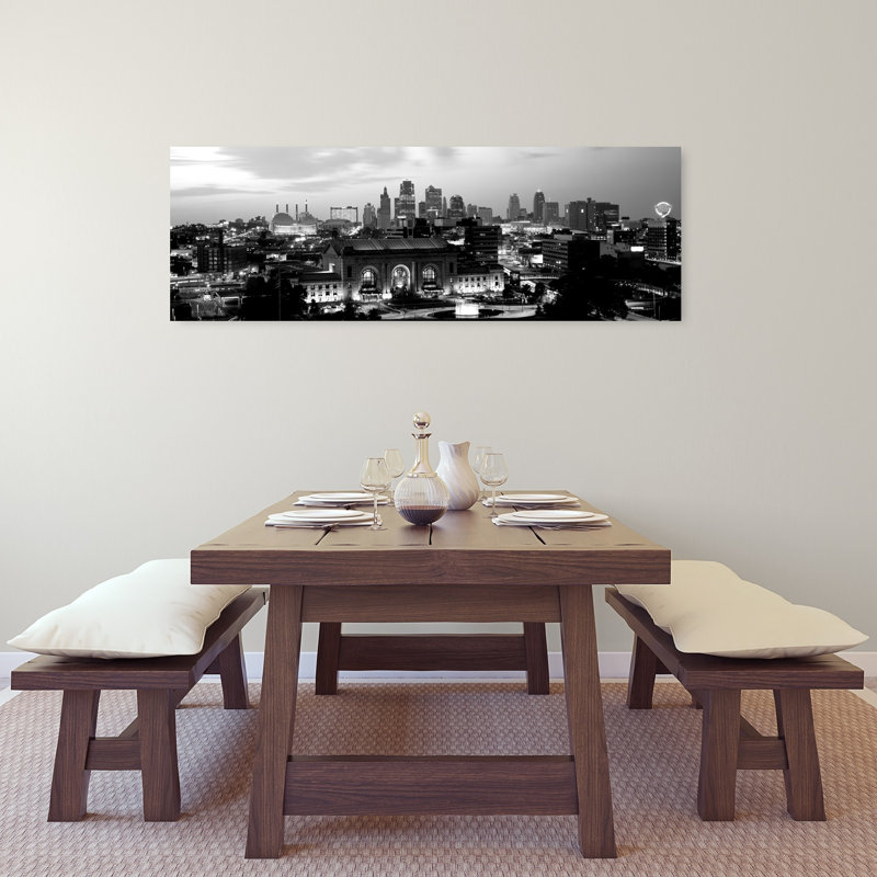 Union Station At Sunset With City Skyline In Background Kansas City Missouri USA by Dan Merkel - Wrapped Canvas Panoramic Print