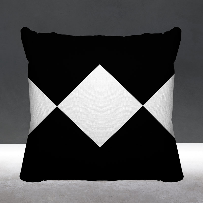 Coussin décoratif à motif géométrique intérieur / extérieur Alexis Diamond, L 15 po x H 15 po, Noir