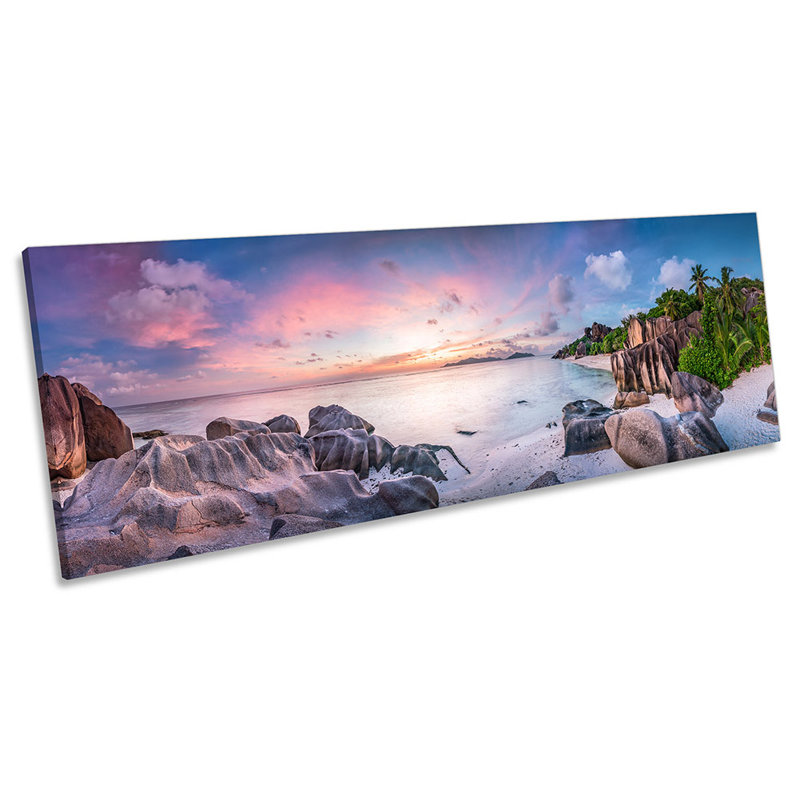 Sunset Beach Rocks - Wrapped Canvas Panoramic Print, 60.96cm H x 182.88cm W