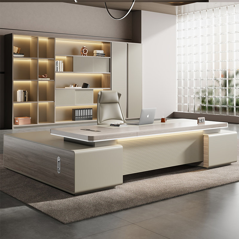 Bureau en L 110,24 "haut de gamme avec bande de lumière DEL intégrée, 29.53" H x 110.24" W x 62.99" D
