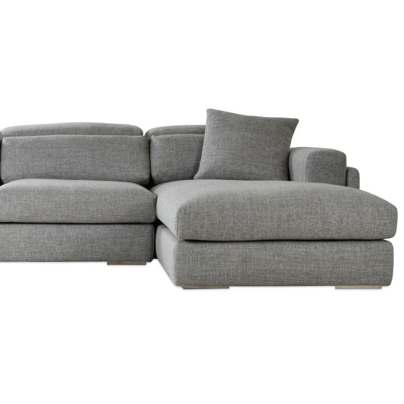 Canapé modulaire 3 pièces rembourré Hollywood, Mélange de coton crème tweed, Accoudoir à droite (vu de face)