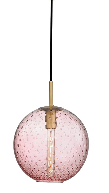 Rousseau 1 Light Pendant, 19" H X 16" W X 16" D, Blue, Aged Brass