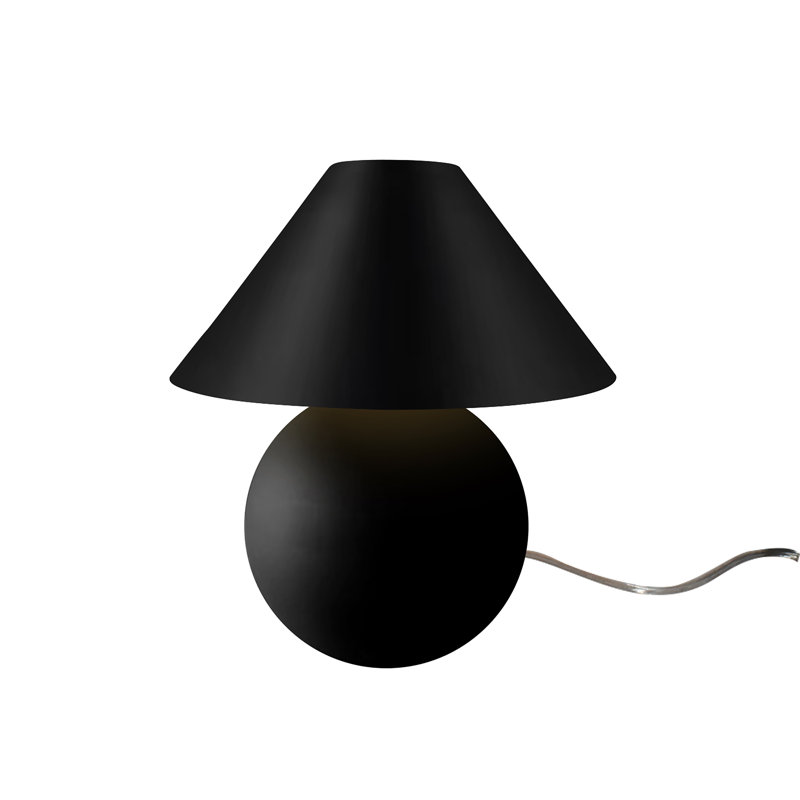Lampe de table en céramique Caroldine, H 12 po x l 11 po x P 11 po, Noir mat