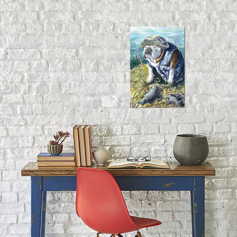 «George» George Dyachenko, peinture sur toile tendue, H 60 po x l 40po x P 1,5 po, Toile avec cadre noir, Pas de tapis
