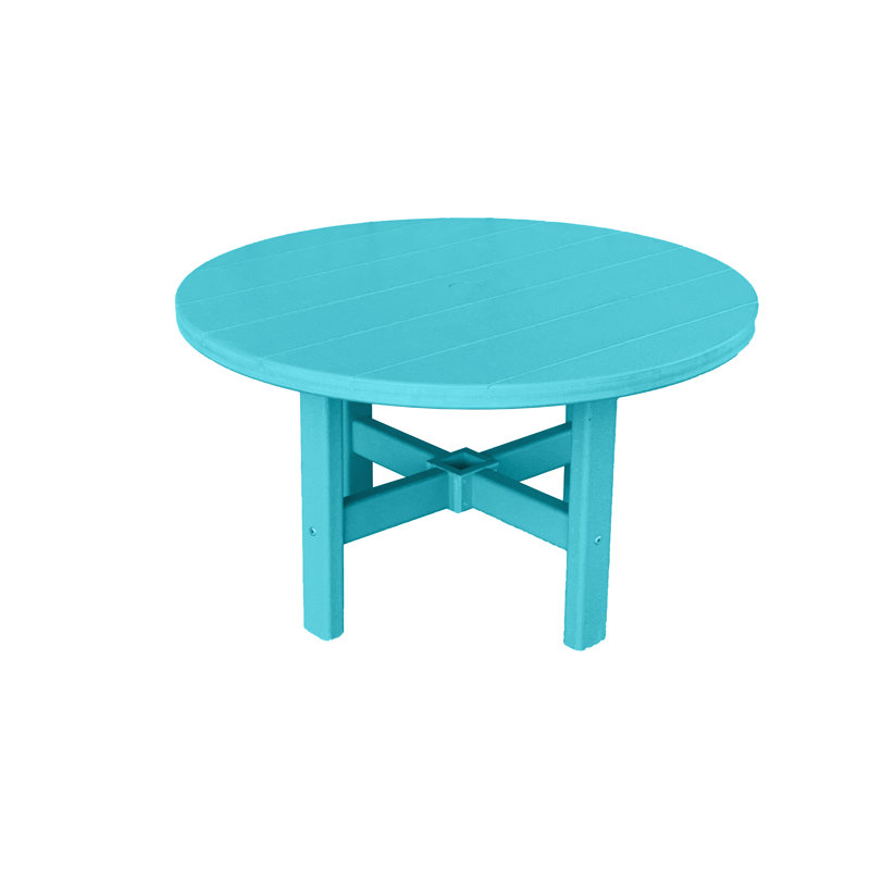 Table basse ronde d'extérieur 35,5 po Glodine, Bleu sarcelle
