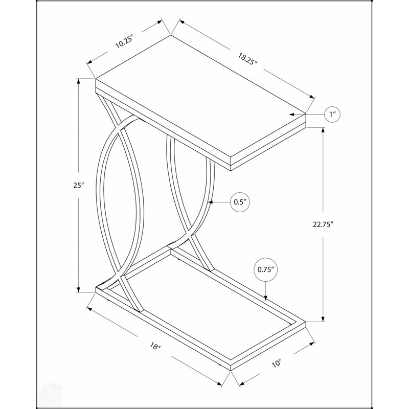Élégante table d'appoint en forme de C pour le salon et la chambre à coucher, parfaite pour les collations et la décoration avec beaucoup de rangement