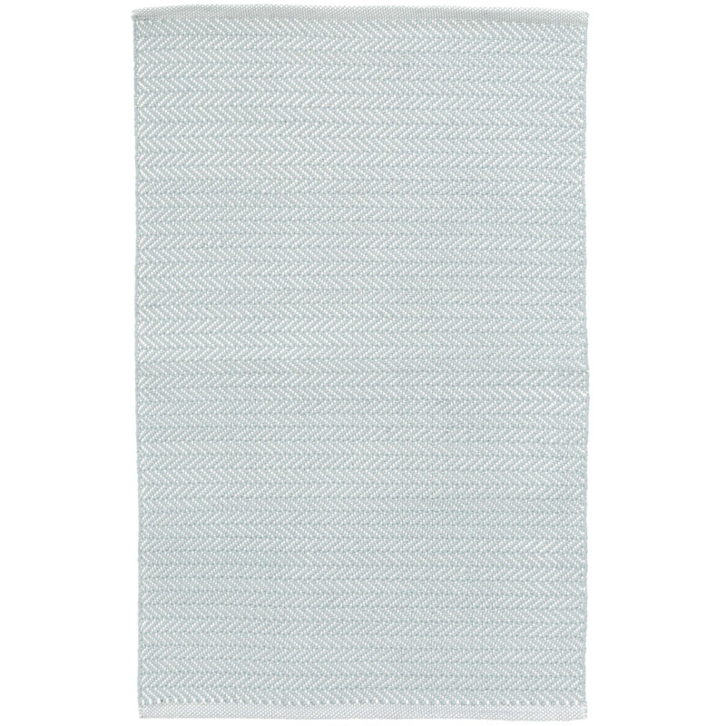 Herringbone Pearl Handwoven Indoor/Outdoor Rug, Rectangle 2' x 3', Light Blue/Ivory