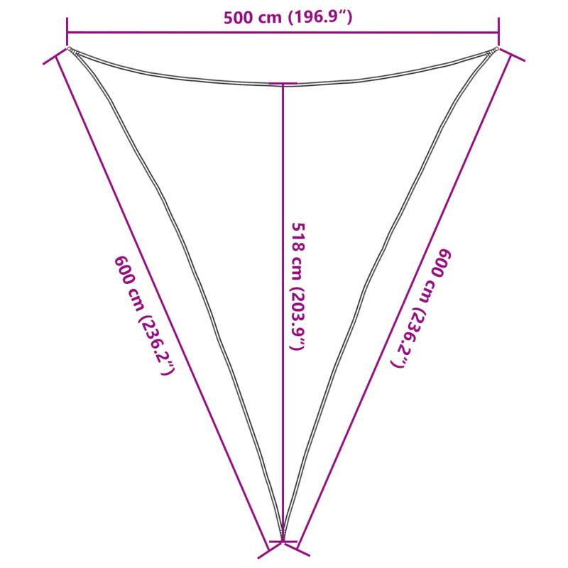 5m x 6m Triangle Shade Sail, Grey