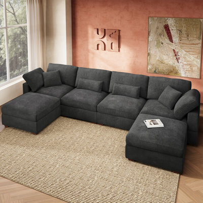 Bouley U-shaped Modular Sectional Cloud Sofa With Storage Grey
