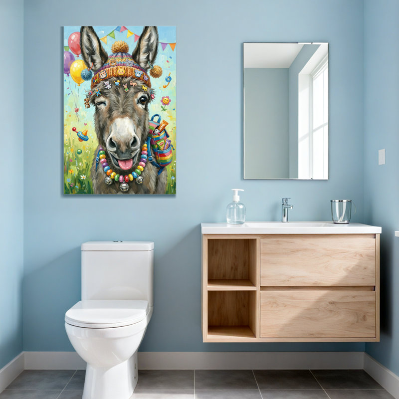Animaux, âne coloré portant un chapeau et un collier, H 48 po x l 32 po